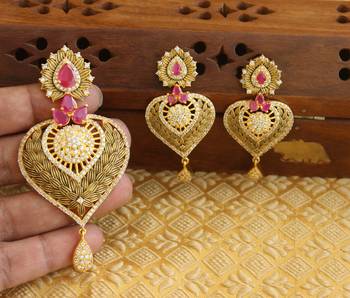 Designer matte finish cz pendant set 2