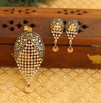 Designer matte finish cz pendant set 1