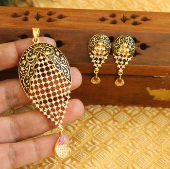 Designer matte finish cz pendant set 2