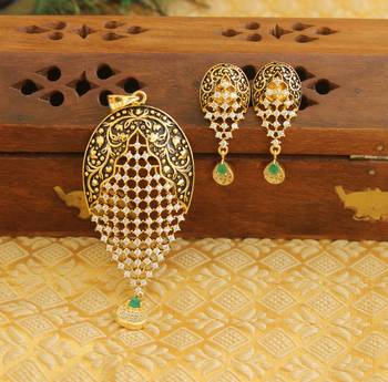 Designer matte finish cz pendant set 1