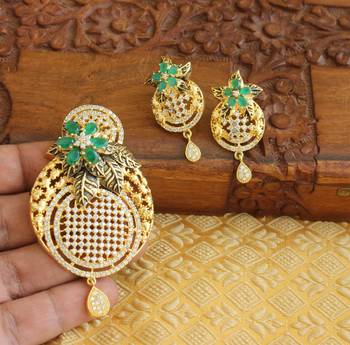 Designer matte finish cz pendant set 2