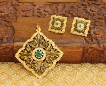 Designer matte finish cz pendant set 1