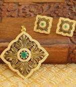 Designer matte finish cz pendant set