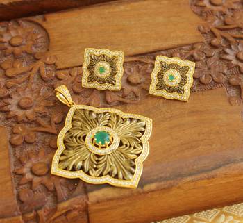 Designer matte finish cz pendant set 2