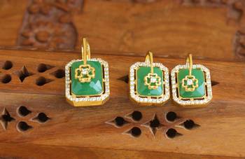 Designer gold plated cz stone pendant set 1
