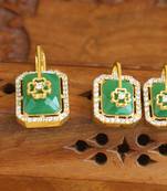 Designer gold plated cz stone pendant set