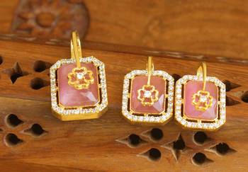 Designer gold plated cz stone pendant set 1