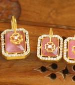 Designer gold plated cz stone pendant set