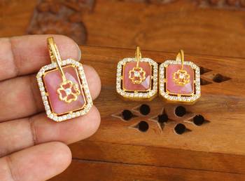 Designer gold plated cz stone pendant set 2
