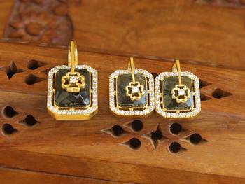 Designer gold plated cz stone pendant set 1