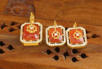 Designer gold plated cz stone pendant set 1