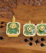 Designer gold plated cz stone pendant set
