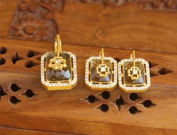 Designer gold plated cz stone pendant set 1
