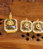 Designer gold plated cz stone pendant set
