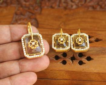 Designer gold plated cz stone pendant set 2