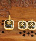 Designer gold plated cz stone pendant set