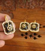 Designer gold plated cz temple pendant set