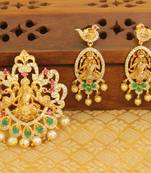 Designer gold plated cz temple pendant set