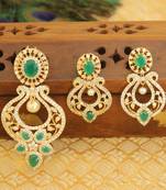 Designer gold plated cz peacock pendants set