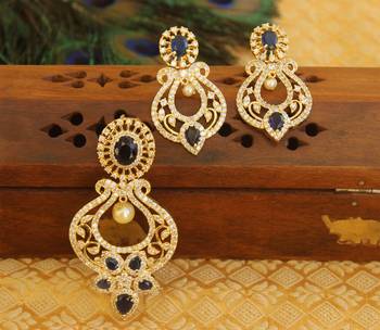 Designer gold plated cz peacock pendants set 1