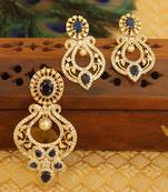 Designer gold plated cz peacock pendants set