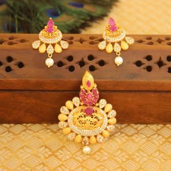 Designer matte finish cz pendant set 1