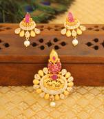 Designer matte finish cz pendant set