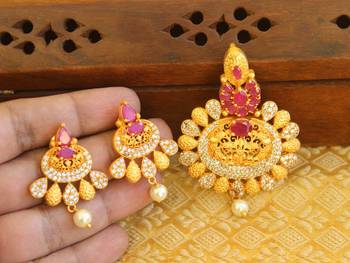 Designer matte finish cz pendant set 2