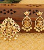 Designer gold plated cz temple pendant set