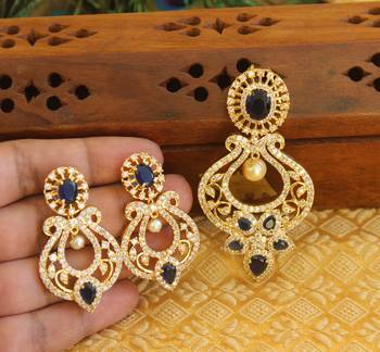 Designer gold plated cz peacock pendants set 2