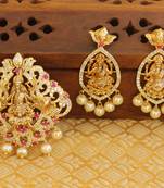 Designer gold plated cz temple pendant set