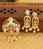 Designer gold plated cz temple pendant set