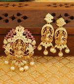 Designer gold plated cz temple pendant set