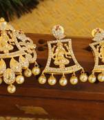 Designer gold plated cz temple pendant set