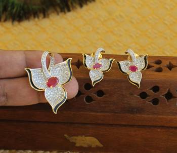 Designer gold plated cz pendant set 2