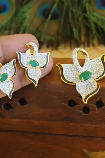 Designer gold plated cz pendant set