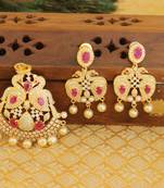 Designer gold plated cz peacock pendants set