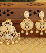 Designer gold plated cz peacock pendants set
