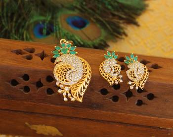 Designer gold plated cz pendant set 1