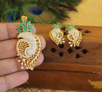Designer gold plated cz pendant set 2