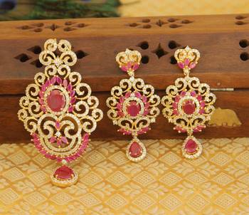 Designer gold plated cz pendant set 1