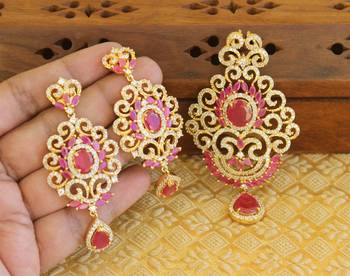 Designer gold plated cz pendant set 2