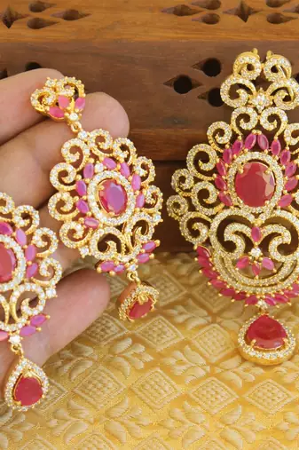 Designer gold plated cz pendant set