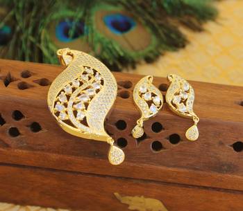 Designer gold plated cz peacock pendants set 1