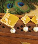 Designer gold plated cz stone pendant set