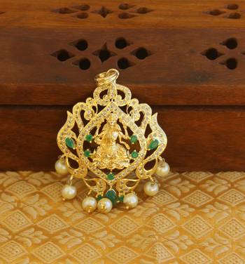 Designer gold plated cz temple pendant set 3