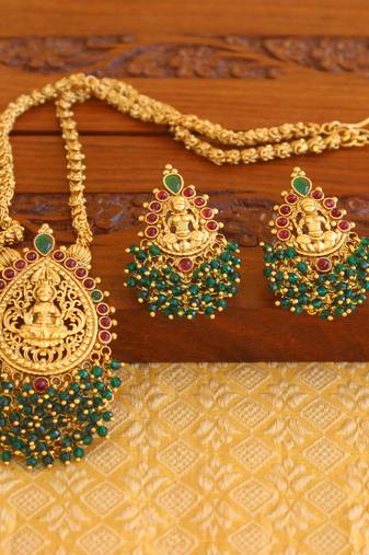 Matte finish temple pendant long chain