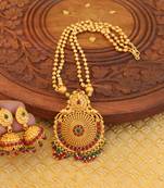 Matte finish peacock pendant necklace set