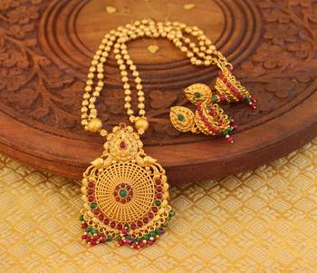 Matte finish peacock pendant necklace set 2