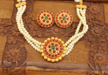 Matte finish pearl necklace set 1